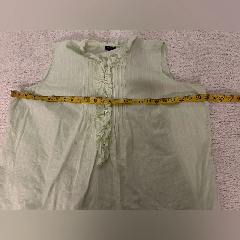 Talbots Sleeveless Blouse 18W Light Green Lightweight Cotton Spring Layer Casual